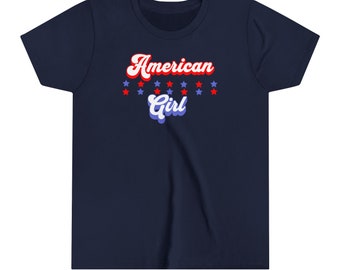 Toddler T-shirt, American Girl, 4th of July,  Memorial Day Kids T-shirt, Retro Toddler T-shirt