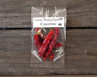 Organic Dried Cayenne Peppers (Edible) | Certified Organic | Lovin' Mama Farm