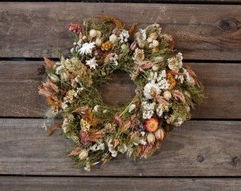 Dried Flower Wreath (NEUTRAL) Certified Organic | Lovin' Mama Farm | Upstate NY