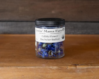 Certified Organic Dried Bachelor Buttons from Lovin' Mama Farm | Edible Flowers | Regenerative
