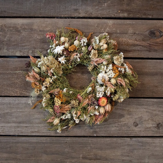 Dried Flower Wreath (NEUTRAL) Certified Organic | Lovin' Mama Farm | Upstate NY