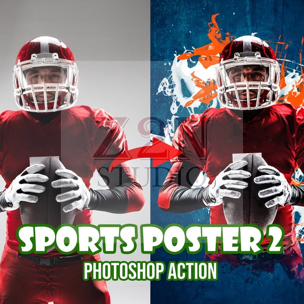 Sports Poster Photoshop Action, Sports Poster Photoshop Effect, Sports Poster Photoshop Template