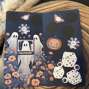 Sparchallenge Klappkarte Geist, Flower Ghostie, Herbst, Halloween / Budgeting, Umschlagmethode // KK-034