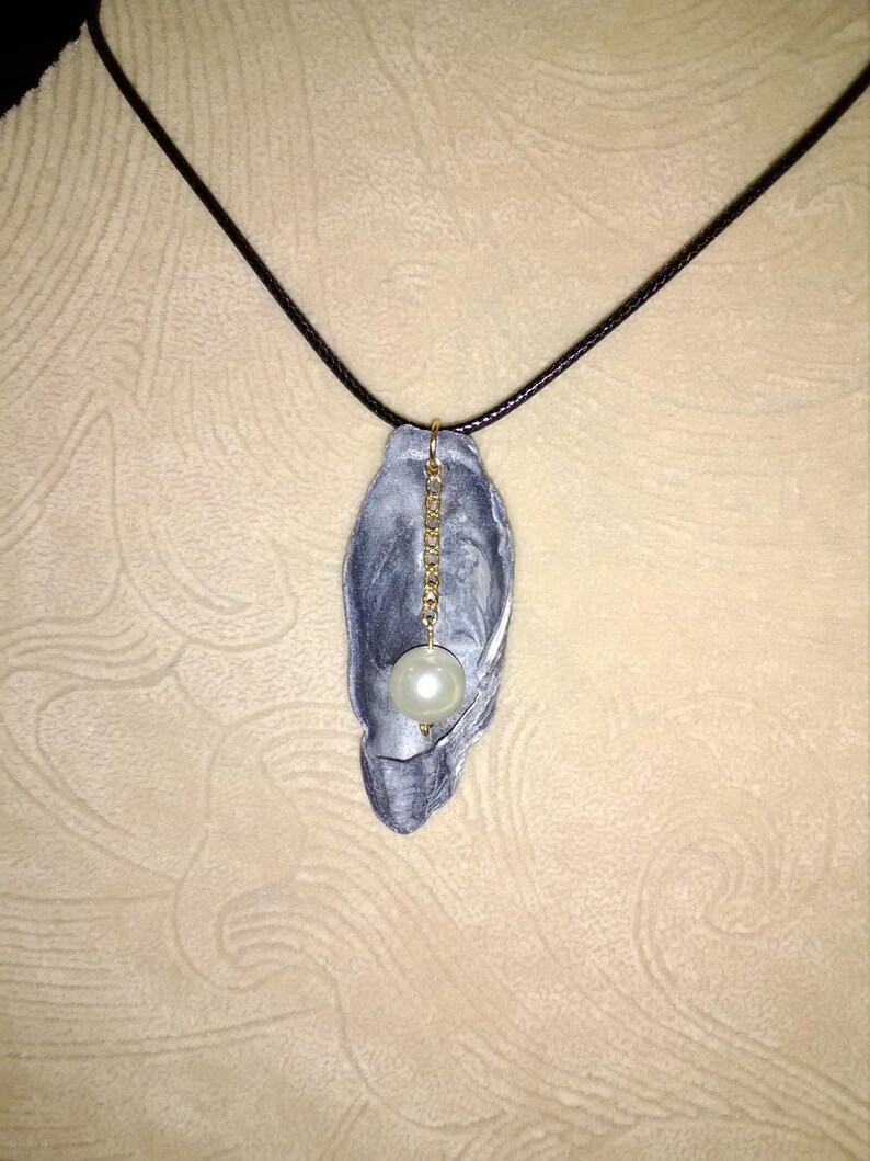 Pearl and oyster necklace pendant Etsy