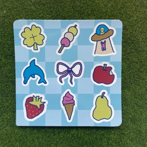 Silly Stuff Glossy Sticker Sheet | 9x9cm square random aesthetic juminocore trinkets sticker sheet