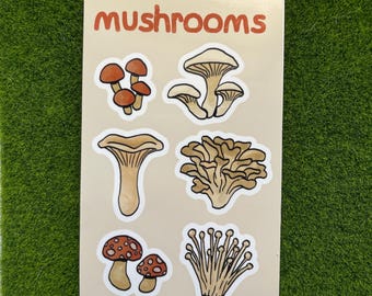Mushrooms Sticker Sheet | Mycology stickers gift