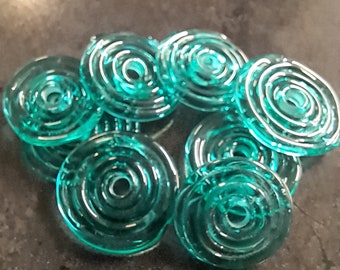 Made to Order Light Teal Flat Glass Discs, Handmade Lampwork Glass Beads , MTO Per Bead Glass Beads for Jewelry