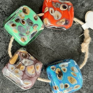 Set of Coordinating Pillow Beads, Handmade Lampwork Glass Beads for Jewelry