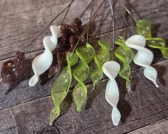 Twisty Lampwork Head Pins, Buy 10 Get One Free, Lime and Coconut