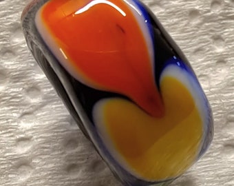 Rainbow Hearts Handmade Lampwork Dread Bead, Glass Beads for Hair, Big Hole Bead