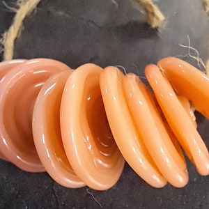 Carnelian Glass Discs, Handmade Lampwork Glass Beads for Jewelry Set of 8