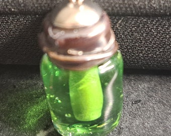 Mint Jelly, Miniature Canning Jar, Handmade Lampwork Glass Food Charm