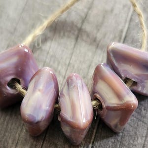 Purple Squares, Lampwork Beads for Jewelry, Handmade Lampwork Glass Beads, Set of 5 SRA