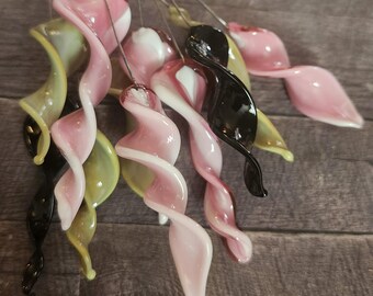 Twisty Lampwork Head Pins, Buy 10 Get One Free, Cherry Blossom