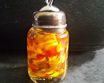 Apple Pie Filling, Miniature Canning Jar, Handmade Lampwork Glass Food Charm