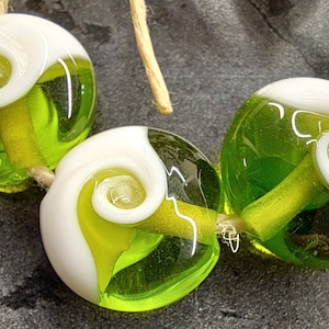 Glass Beads, Lime Margarita, Handmade Lampwork Glass Beads SRA