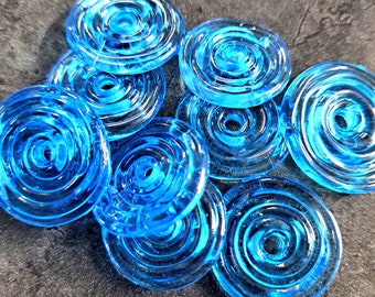 Made to Order Light Aqua Flat Glass Discs, Handmade Lampwork Glass Beads , MTO Per Bead Glass Beads for Jewelry