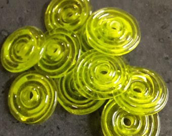 Made to Order Light Green Flat Glass Discs, Handmade Lampwork Glass Beads , MTO Per Bead Glass Beads for Jewelry
