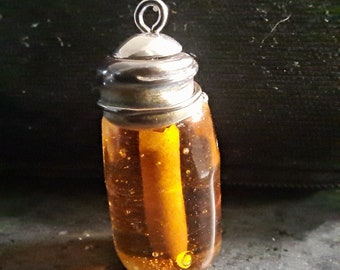 Honey, Miniature Canning Jar, Handmade Lampwork Glass Food Charm