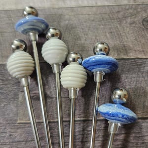 Blue and Gray Cocktail Picks, Martini Picks, 6 piece set, Holiday Party Supplies
