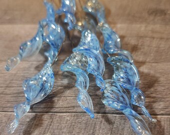Twisty Lampwork Head Pins, Buy 10 Get One Free, Winter Blues