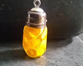 Peaches, Miniature Canning Jar, Handmade Lampwork Glass Food Charm
