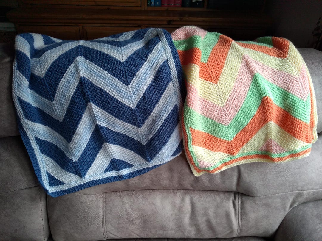 Chevron Striped Baby Blanket Knitting Pattern for DK Yarn - Etsy