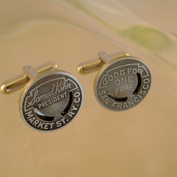 Market Street - Extremely Rare Authentic 1938 Market Street Railway San Francisco Token Cufflinks, Mens Gift