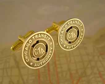 Windy City - Vintage Authentic Chicago Transit Authority Subway Token Cufflinks, Man Gift, Groomsman Gift