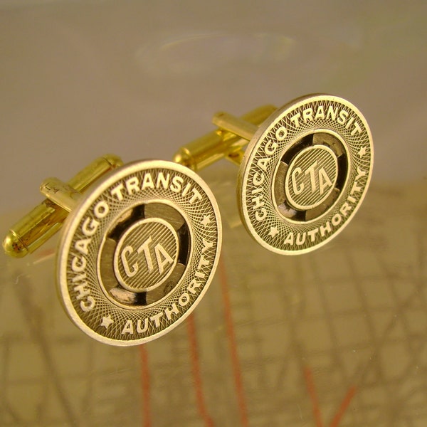 Windy City - Vintage Authentic Chicago Transit Authority Subway Token Cufflinks, Man Gift, Groomsman Gift