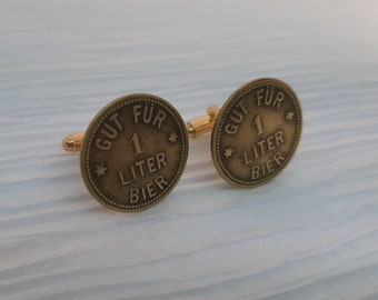 Boys Night Out - Rare Antique German Beer Tokens Recycled Repurposed Cufflinks, Man Gift, Mens Gift, Groomsman Gift