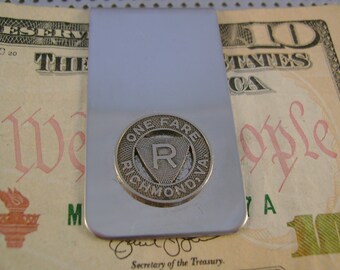 Vintage Authentic Richmond Virginia Transit Token Money Clip Man Gift, Wedding, Groomsman Gift, Fathers Day Gift
