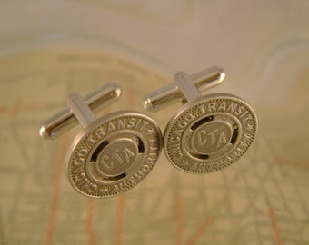 Chicago Transit Authority - Vintage Authentic Chicago CTA Transit Subway Token Cufflinks, Man Gift, Wedding, Groomsman Gift