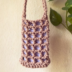 Small Crossbody Bag, Trendy Crochet Phone Case, Handmade beige purse, Boho gift for her, Knitting bag zdjęcie 5