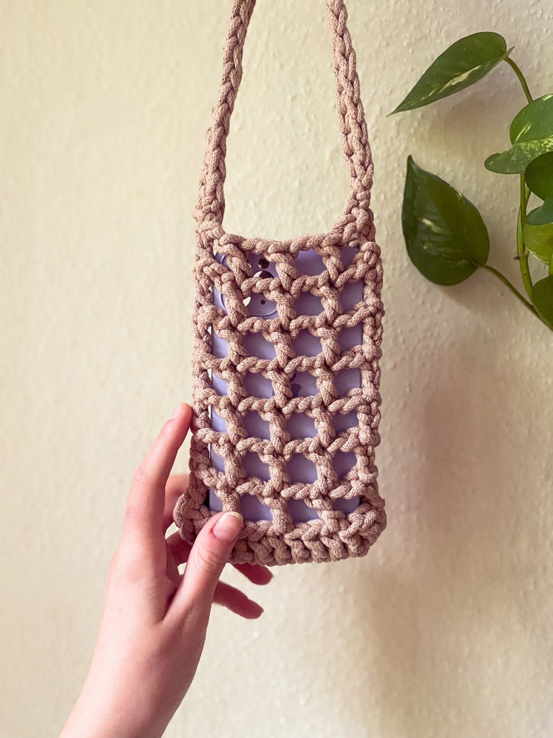 Small Crossbody Bag, Trendy Crochet Phone Case, Handmade beige purse, Boho gift for her, Knitting bag zdjęcie 1
