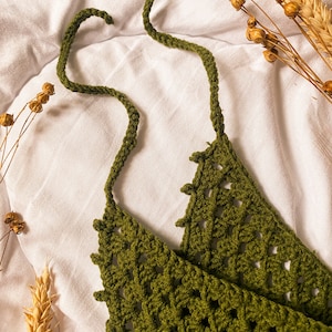 Foulard bandana au crochet fait main, cadeau bandeau bohème pour elle, écharpe pour cheveux hippie, foulard bohème vert, foulard bohème rouge image 9