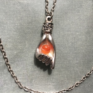 Vintage Hamsa Hand Of Fatima Silver Colour Red Stone Evil Eye Pendant Chain Necklace Symbol Good Luck Perfect Gift Religious Judaic Amulet