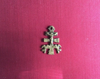 Antique Bronze Hand Made Spain Catholic Cross Crucifix CARAVACA Pendant Religious Gift For All Christian Catholic Rare Collectible Crucifix