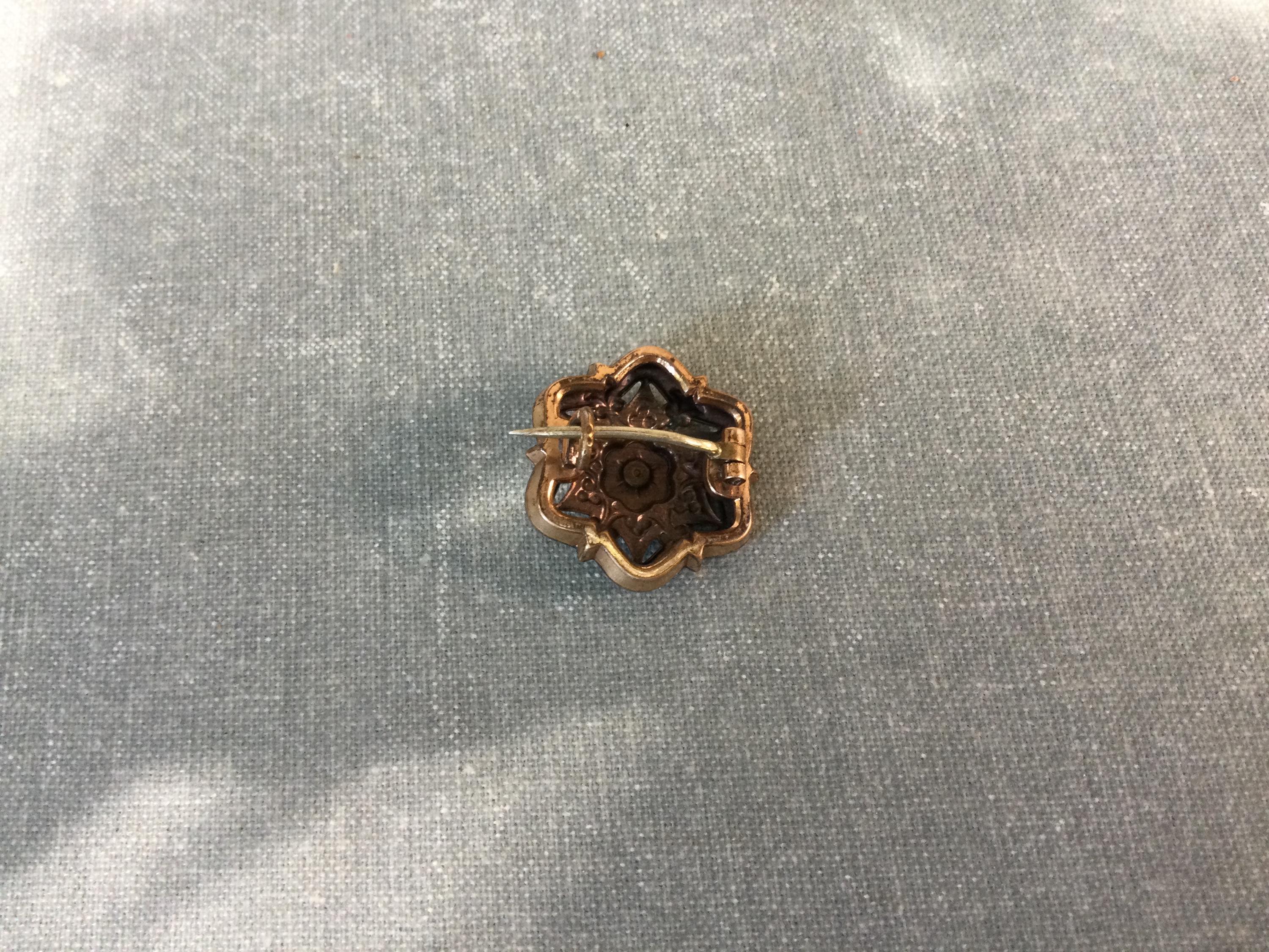 Broche Antique émaillée Victorienne Française 19ème Siècle - Motif Oiseau - Doré