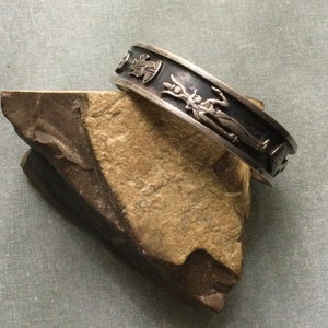 Vintage 925 Sterling Silver Egyptian Symbols Pattern Oxidised Cuff Bracelet 7’ 39.5 g Unisex Jewellery Gift Rare Find Magnificent Gift