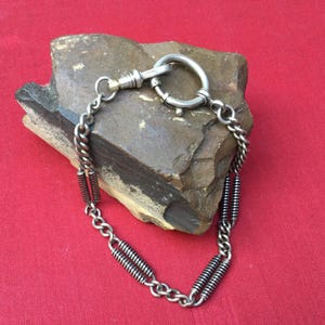Antique Victorian Swiss  Niello Silver Metal Pocket Watch Chain  Long 10” Rare Find Collection Accessories Jewellery  Collectible Gift