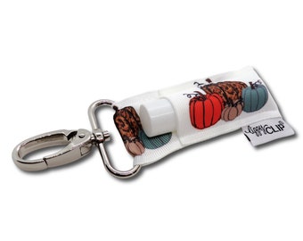 Leopard Pumpkins LippyClip® Lip Balm Holder for chapstick w/ Swivel Clip, stocking stuffer, wedding favor, party favor