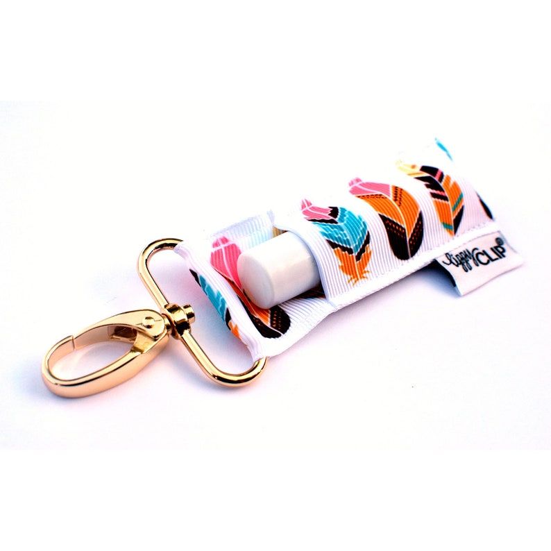 Golden Feathers LippyClip\u00ae Lip Balm Holder