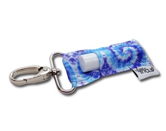 Blue Tie Dye LippyClip® Lip Balm Holder for chapstick, clip-on keychain, chapstick holder, stocking stuffer, teacher gift