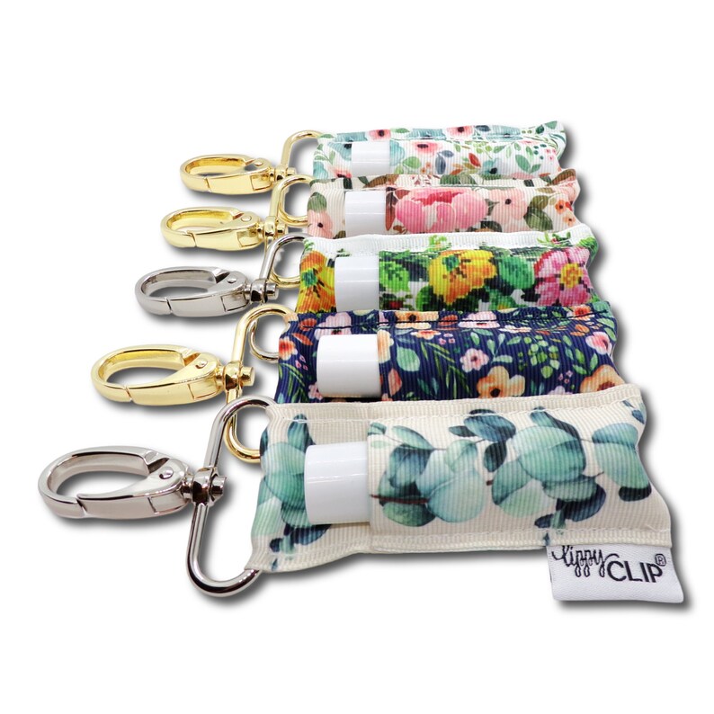 Eucalyptus Floral LippyClip® Lip Balm Holder for chapstick w/ Swivel Clip, stocking stuffer, wedding favor, party favor image 2