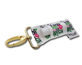 Kiss Me I'm Irish LippyClip® Lip Balm Holder for chapstick, clip-on keychain, chapstick holder, st patricks day, shamrock, lucky, pot o gold