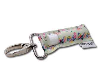 Floral Chickens LippyClip® Lip Balm Holder for chapstick w/ Swivel Clip, stocking stuffer, wedding favor, party favor
