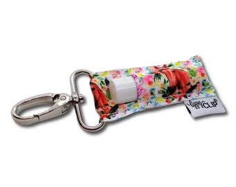 Horses and Flowers LippyClip® Lip Balm Holder for chapstick, clip-on keychain, chapstick holder, stocking stuffer, teacher gift