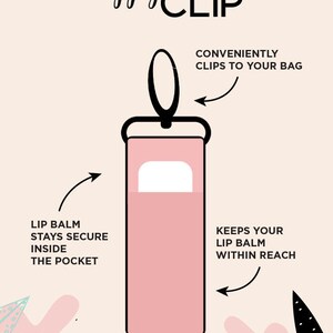 Classic: Baby Pink LippyClip® Lip Balm Holder for chapstick w/ Swivel Clip, stocking stuffer, wedding favor, party favor image 3