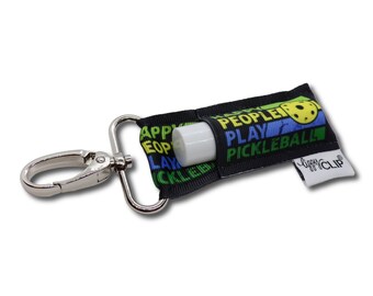 Happy People Play Pickleball LippyClip® Lip Balm Holder for chapstick, clip-on keychain, chapstick holder, stocking stuffer, teacher gift